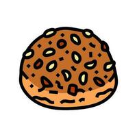 amandel bun voedsel maaltijd kleur icoon vector illustratie