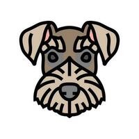 miniatuur schnauzer hond puppy huisdier kleur icoon vector illustratie