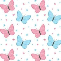 kinderen naadloos patroon met vlinders. vector illustratie. vlinder afdrukken in hand getekend stijl. schattig patroon met insecten.