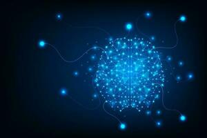 vector kunstmatig intelligentie- concept. blauw licht gloeiend verbinding hologram humen brein.