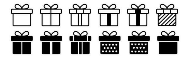 Cadeau geschenk doos icoon. vector geïsoleerd element. Kerstmis geschenk icoon illustratie vector symbool. verrassing Cadeau lineair ontwerp. voorraad vector.
