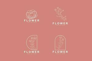 bloemen logo, bladeren en bloemen botanisch tuin vector, bloemen ontwerp van leven vector