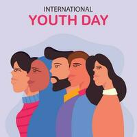 illustratie vector grafisch van jong mensen van verschillend etniciteiten, perfect voor Internationale dag, Internationale jeugd dag, vieren, groet kaart, enz.