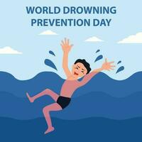 illustratie vector grafisch van een Mens ondergedompeld voor de helft lichaam in de water, perfect voor Internationale dag, wereld verdrinking het voorkomen dag, vieren, groet kaart, enz.