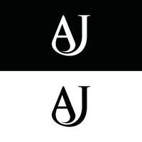 brief aj vector logo ontwerp sjabloon, monogram logo in wit kleur en zwart achtergrond.