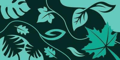 vers voorjaar achtergrond met groen bladeren en blauw kleuren Aan groen achtergrond, vers gebladerte. vector illustratie