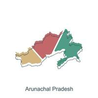 kaart van arunachal pradesh kleurrijk illustratie ontwerp, element grafisch illustratie sjabloon vector