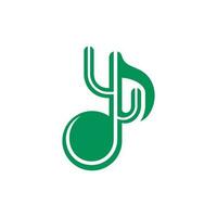 cactus muziek- Notitie logo ontwerp, natuur fabriek vector ontwerp sjabloon