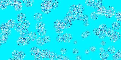 lichtblauwe vector mooie sneeuwvlokken achtergrond met bloemen