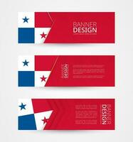 reeks van drie horizontaal banners met vlag van Panama. web banier ontwerp sjabloon in kleur van Panama vlag. vector