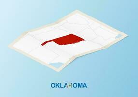 gevouwen papier kaart van Oklahoma met naburig landen in isometrische stijl. vector