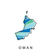 Oman kaart illustratie, schets kaart van vector ontwerp sjabloon. bewerkbare beroerte