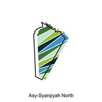 asy syarqiyah noorden kaart illustratie ontwerp sjabloon, Oman politiek kaart met buren en hoofdstad, nationaal borders vector