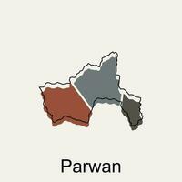 parwan kaart en zwart belettering illustratie ontwerp sjabloon Aan wit achtergrond, vector kaart van afghanistan