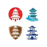 reeks van pagode verzameling van Japan tempel logo vector illustratie ontwerp, element grafisch ontwerp sjabloon