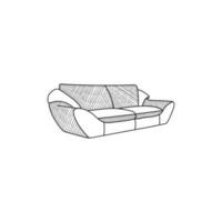 sofa lijn kunst stijl ontwerp, meubilair of interieur element illustratie vector