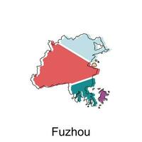 kaart van fuzhou hoog kwaliteit is een provincie van China kaart, zwart en wit gedetailleerd schets Regio's van de land. vector illustratie sjabloon