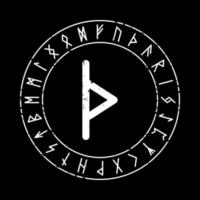 zwarte vierkante achtergrond met thurisaz rune in een magische cirkel vector