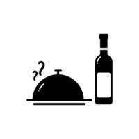 vector element van fles van wijn en voedsel met omslag, glyph icoon.