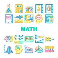 wiskunde wetenschap onderwijs school- pictogrammen reeks vector