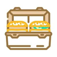 lunch doos kinderen voedsel kleur icoon vector illustratie