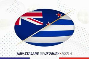 rugby bij elkaar passen tussen nieuw Zeeland en Uruguay, concept voor rugby toernooi. vector