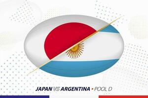 rugby bij elkaar passen tussen Japan en Argentinië, concept voor rugby toernooi. vector