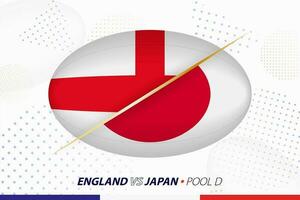 rugby bij elkaar passen tussen Engeland en Japan, concept voor rugby toernooi. vector