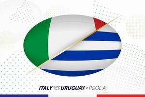 rugby bij elkaar passen tussen Italië en Uruguay, concept voor rugby toernooi. vector