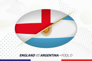 rugby bij elkaar passen tussen Engeland en Argentinië, concept voor rugby toernooi. vector