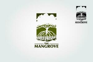 de mangrove logo sjabloon. de hoofd symbool van de logo is een mangroven boom, deze logo symboliseert een bescherming, groei, sterkte en zorg of bezorgdheid naar strand, Woud en universum. vector