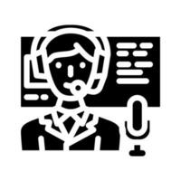 commentator nieuws media glyph icoon vector illustratie