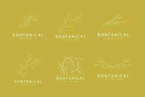 botanisch logo, natuur fabriek ontwerp, bloem fabriek icoon vector met lijn model-