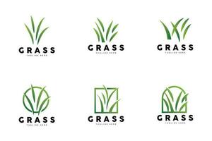 groen gras logo ontwerp, boerderij landschap illustratie, natuurlijk landschap vector