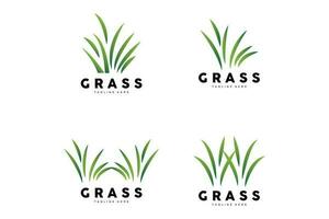 groen gras logo ontwerp, boerderij landschap illustratie, natuurlijk landschap vector