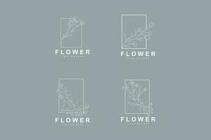 bloemen logo, bladeren en bloemen botanisch tuin vector, bloemen ontwerp van leven vector