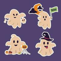 halloween stickers geest karakter. geest in verschillend poses vector