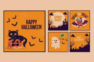 vlak stijl gelukkig halloween sociaal media verzameling. instagram verhalen vector