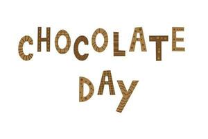 gelukkig chocola dag handgeschreven tekst vector illustratie geïsoleerd Aan wit achtergrond voor wereld chocola dag, modern kalligrafie. hand- belettering voor poster, ansichtkaart, label, sticker, logo, sjabloon