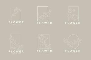 bloemen logo, bladeren en bloemen botanisch tuin vector, bloemen ontwerp van leven vector