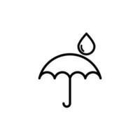 paraplu logo icoon met regendruppels schets illustratie ontwerp geïsoleerd wit achtergrond vector