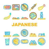 Japans voedsel sushi Japan pictogrammen reeks vector