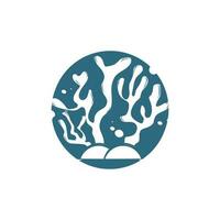 zeewier logo, oceaan sier- fabriek ontwerp, marinier leven vector, symbool illustratie vector