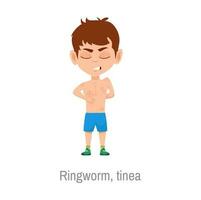 kind met ringworm tinea ziekte ziekte symptoom vector