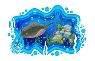 tekenfilm pijlstaartrog, zee papier snee, onderwater- vis vector