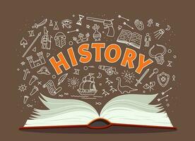 geschiedenis leerboek, school- boek en tekening symbolen vector