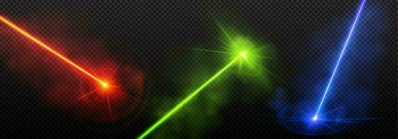 realistisch reeks van laser lichten Aan transparant vector