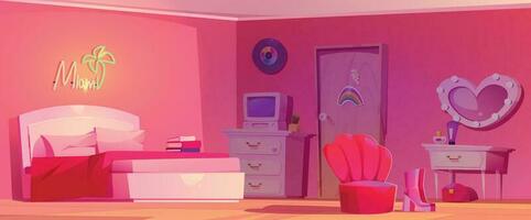 y2k roze slaapkamer interieur ontwerp vector achtergrond