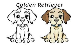 schattig gouden retriever hond dier kleur boek illustratie vector