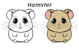 schattig hamster dier kleur boek illustratie vector